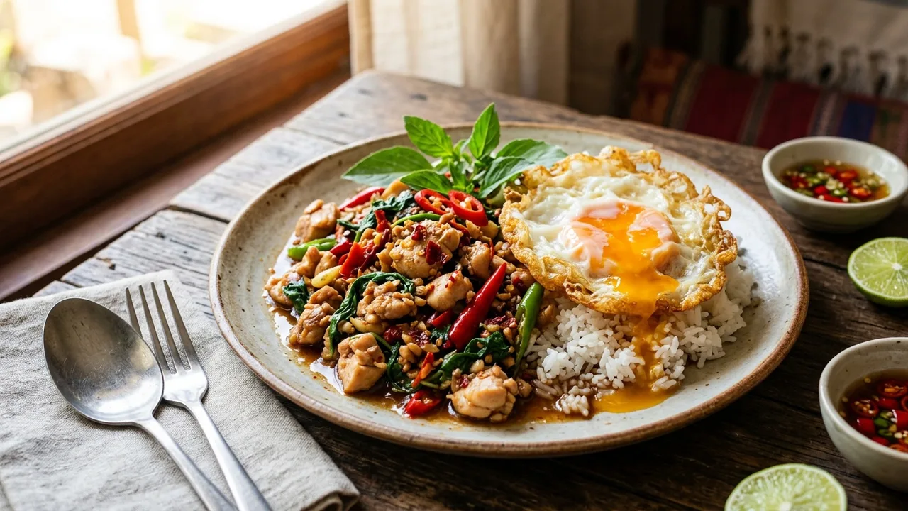 Dee Dee authentic Northern Thai pad kapow with Thai fried egg