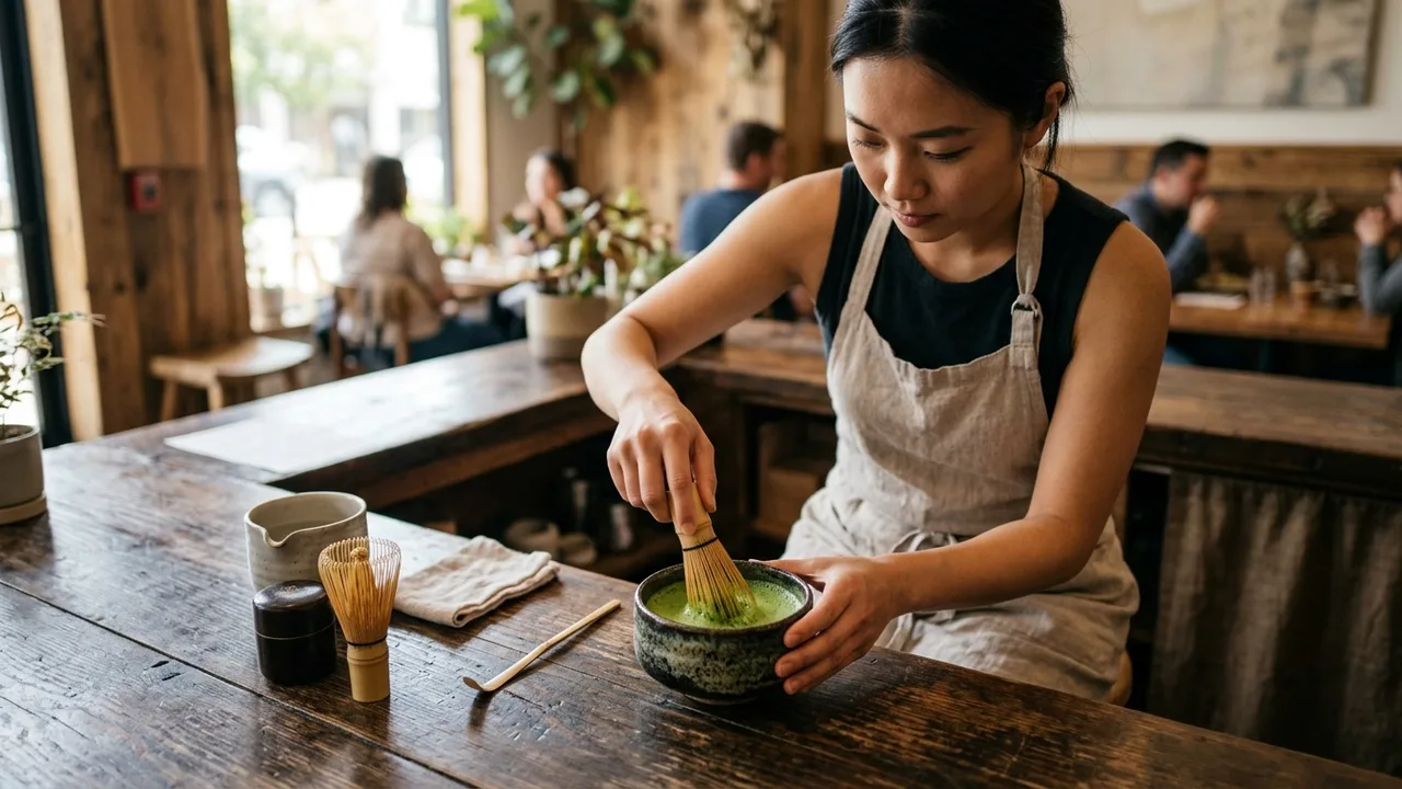 Bay Area matcha cafe with ceremonial matcha preparation