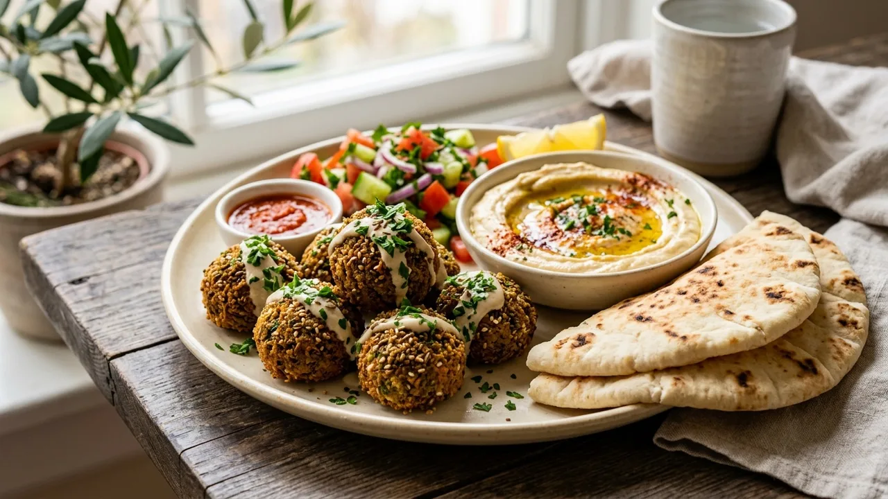 King of Falafel fresh falafel platter with hummus and pita