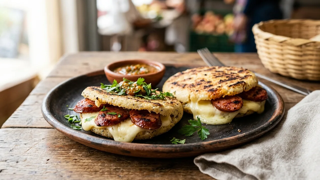 The Arepa Lady Colombian arepas with cheese and chorizo