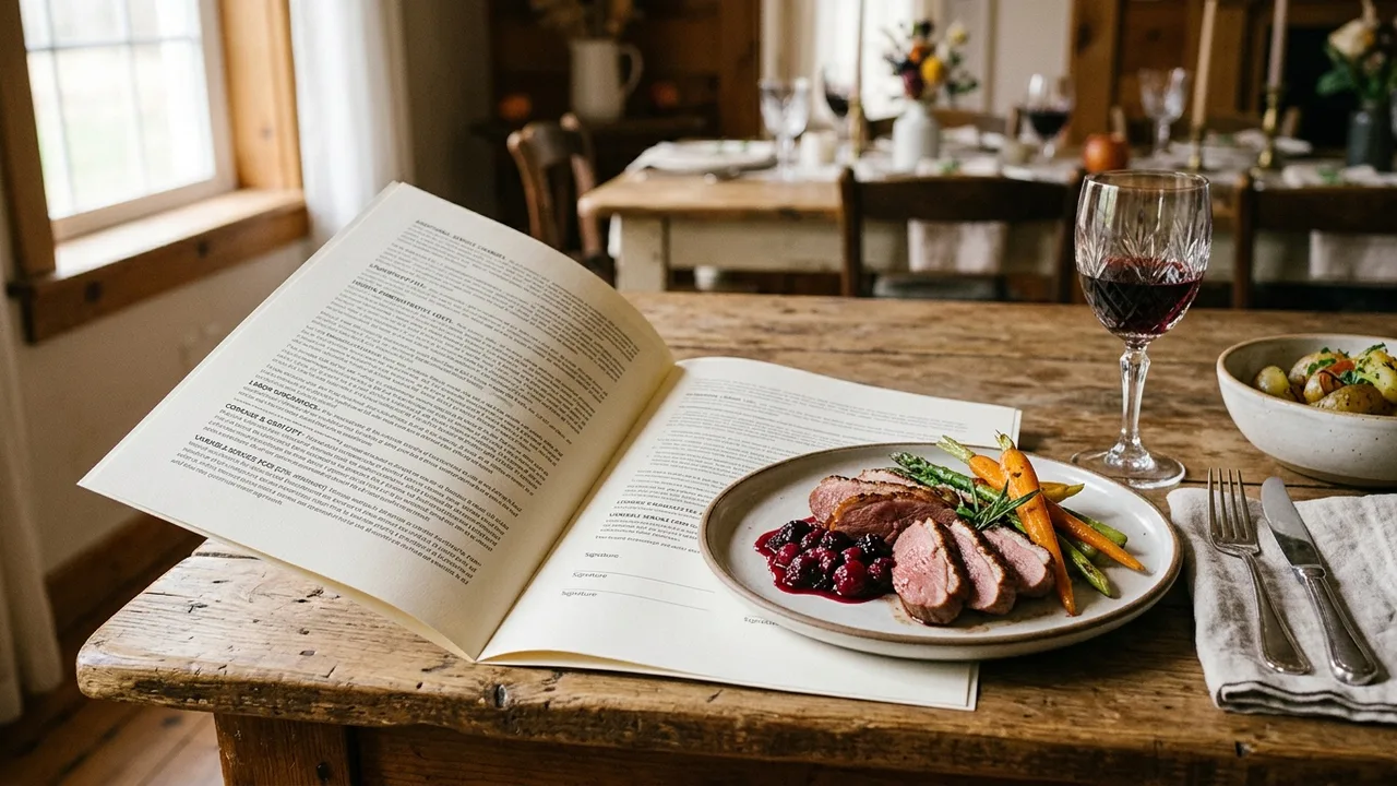 Catering contract showing hidden fees and service charges in fine print