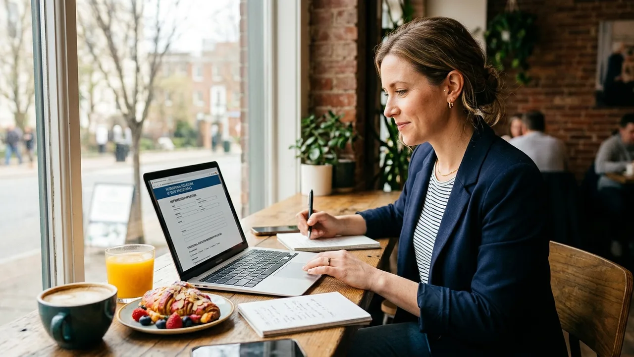 Event planner completing professional association membership application online