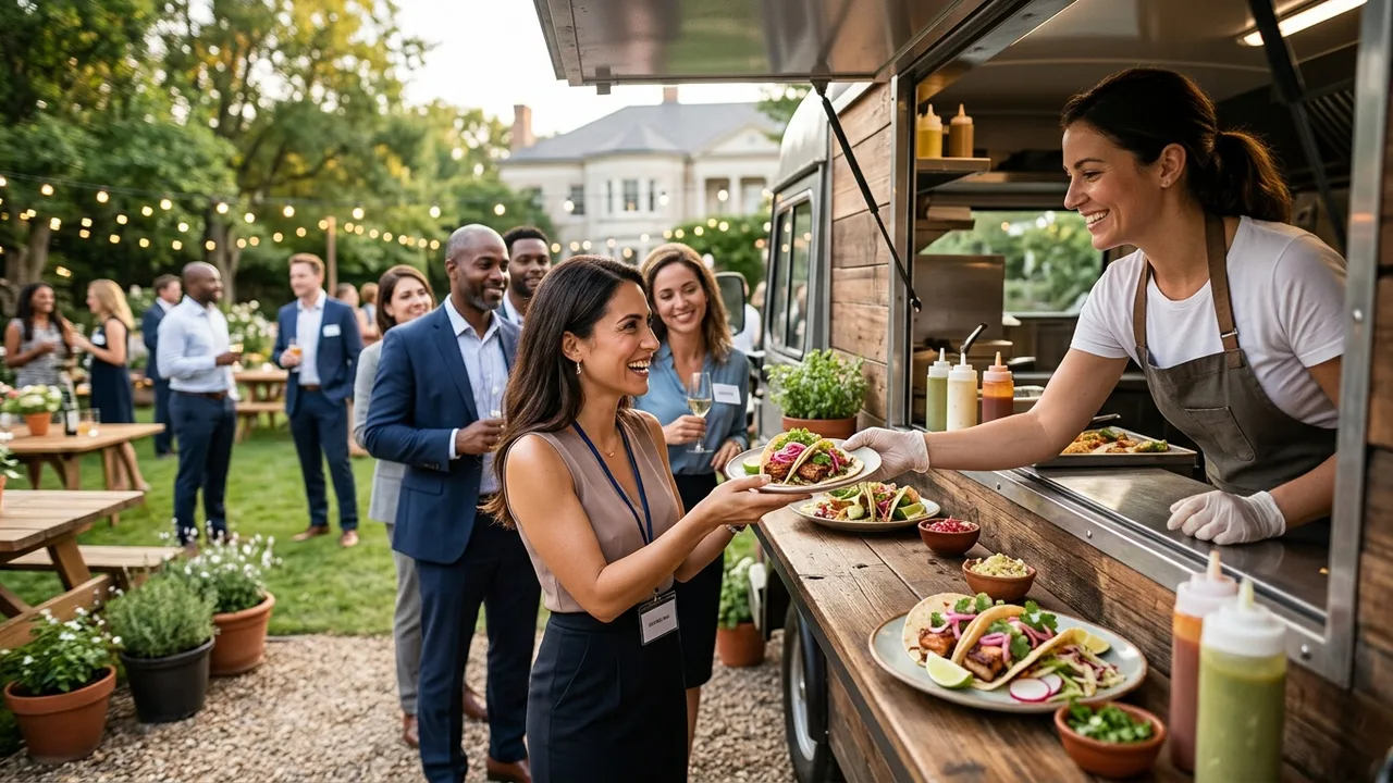 Food truck catering at corporate event through Edesia marketplace