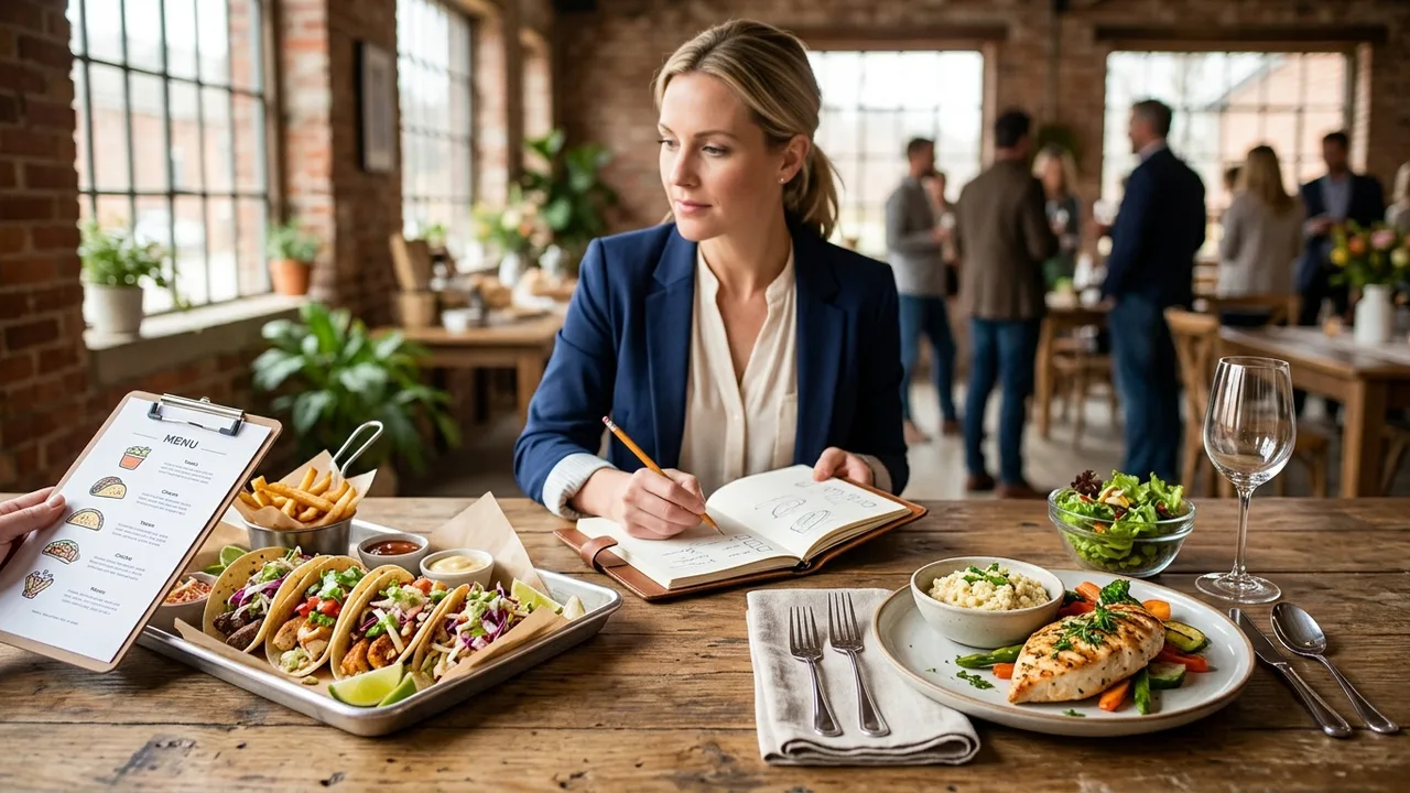 Event planner comparing food truck and traditional catering options for small event