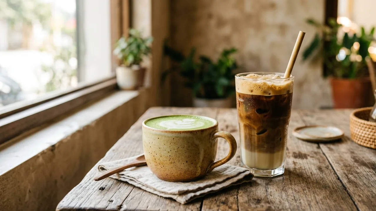 Joy Tea Bar matcha and Vietnamese coffee drinks