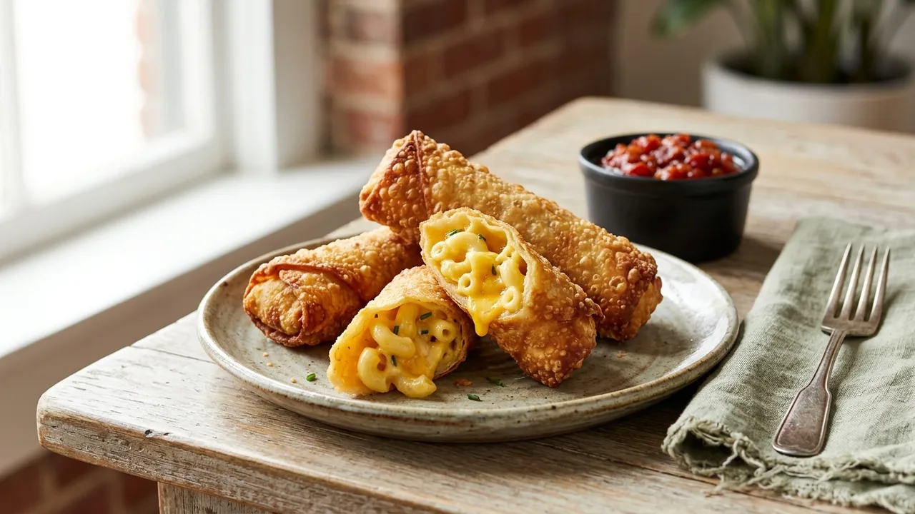 Stripchezze gourmet grilled cheese and mac egg rolls