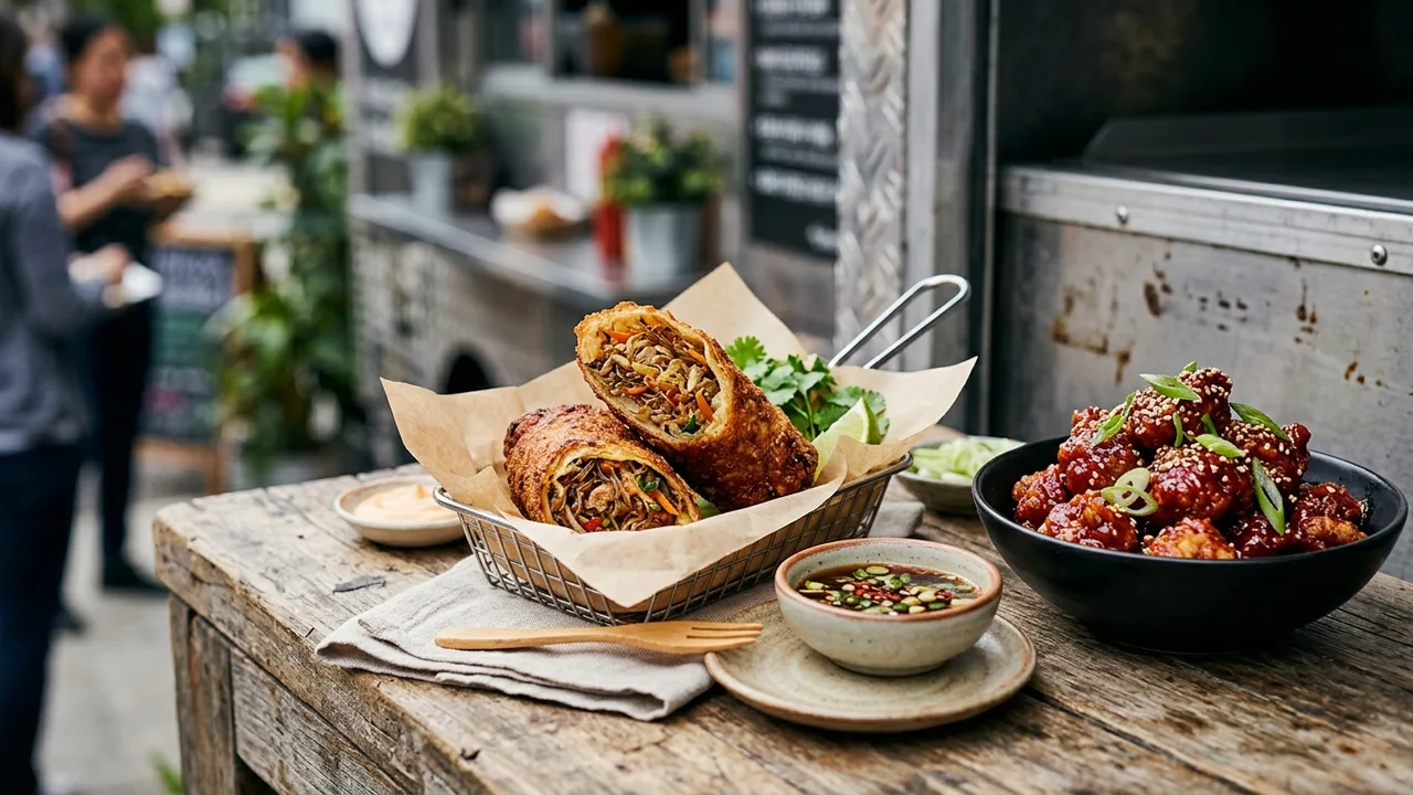 Pok Cha's Egg Rolls - Korean fusion food truck serving giant egg rolls and Korean hot chicken
