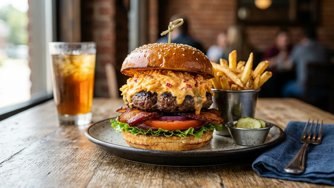 LurnyD's Grille Southern gourmet burger with pimento cheese