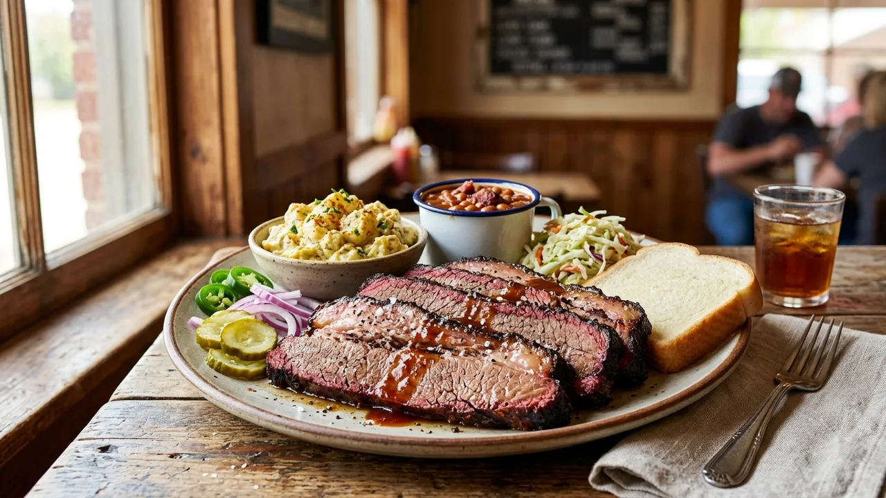 Eddie Wright BBQ smoked beef brisket plate