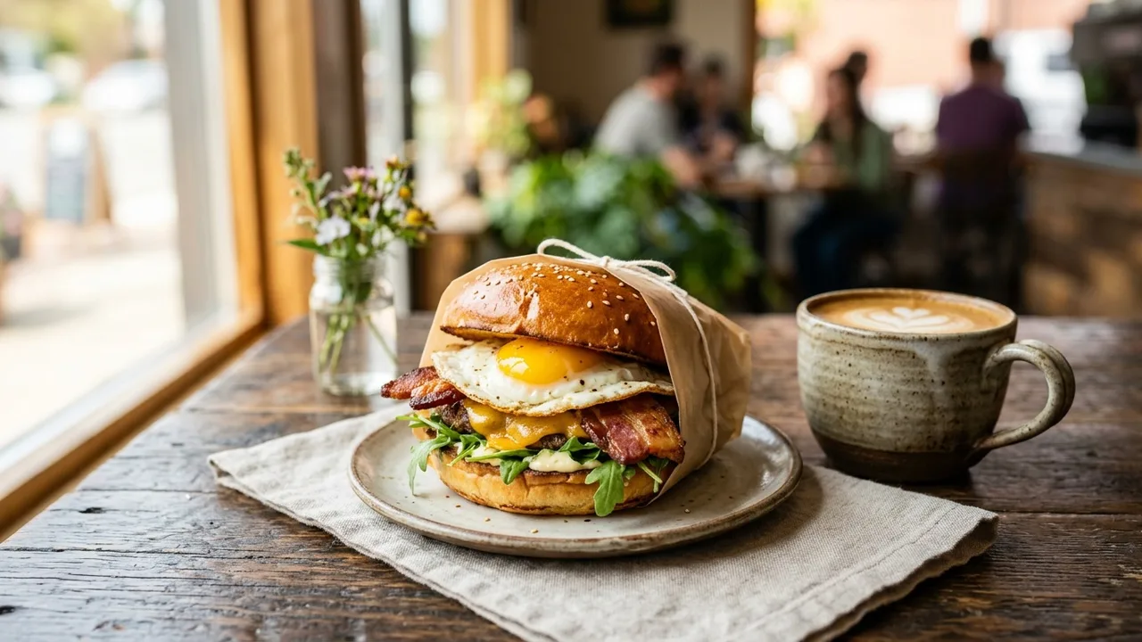 Brunch Box farm-to-curbside breakfast sandwich with specialty coffee