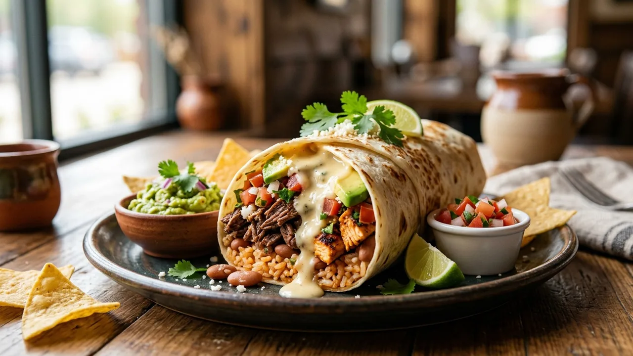 El Halal Amigos NAR burrito with queso and meats