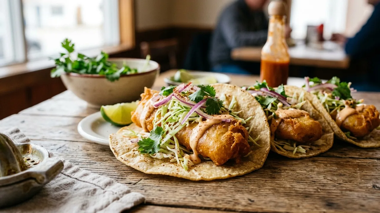 Kiko's Place authentic Baja fish tacos with crispy battered fish