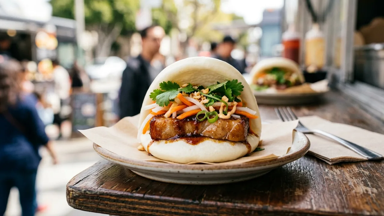 The Chairman steamed pork belly bao bun - San Francisco food truck